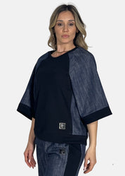Maglia Donna con Maniche in Jeans