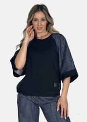 Maglia Donna con Maniche in Jeans
