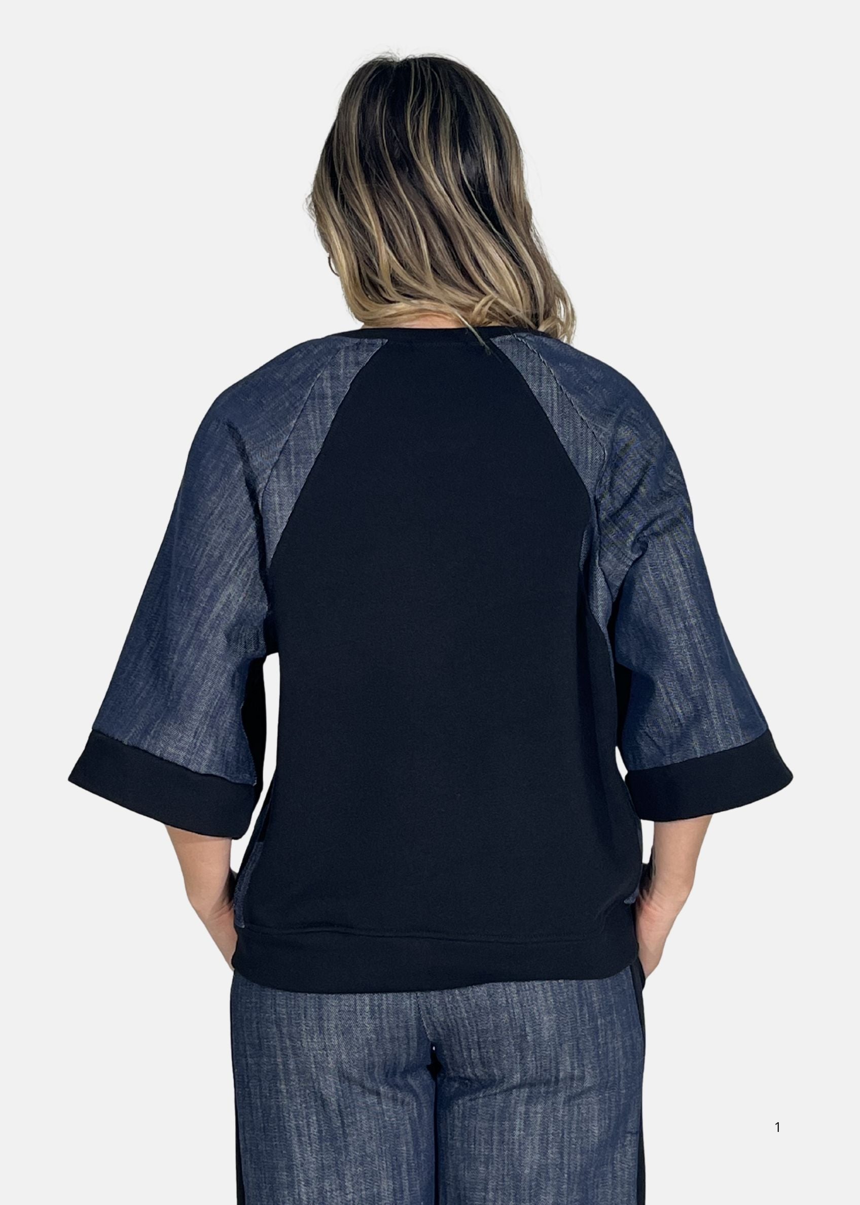 Maglia Donna con Maniche in Jeans