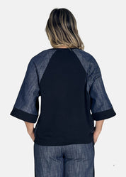Maglia Donna con Maniche in Jeans