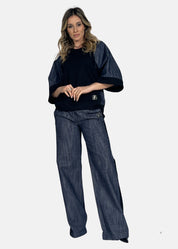 Pantalone in jeans con Banda Laterale