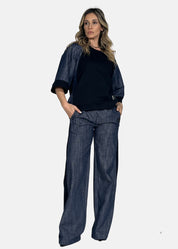Pantalone in jeans con Banda Laterale
