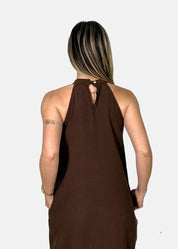 Abito Halter in lino e viscosa