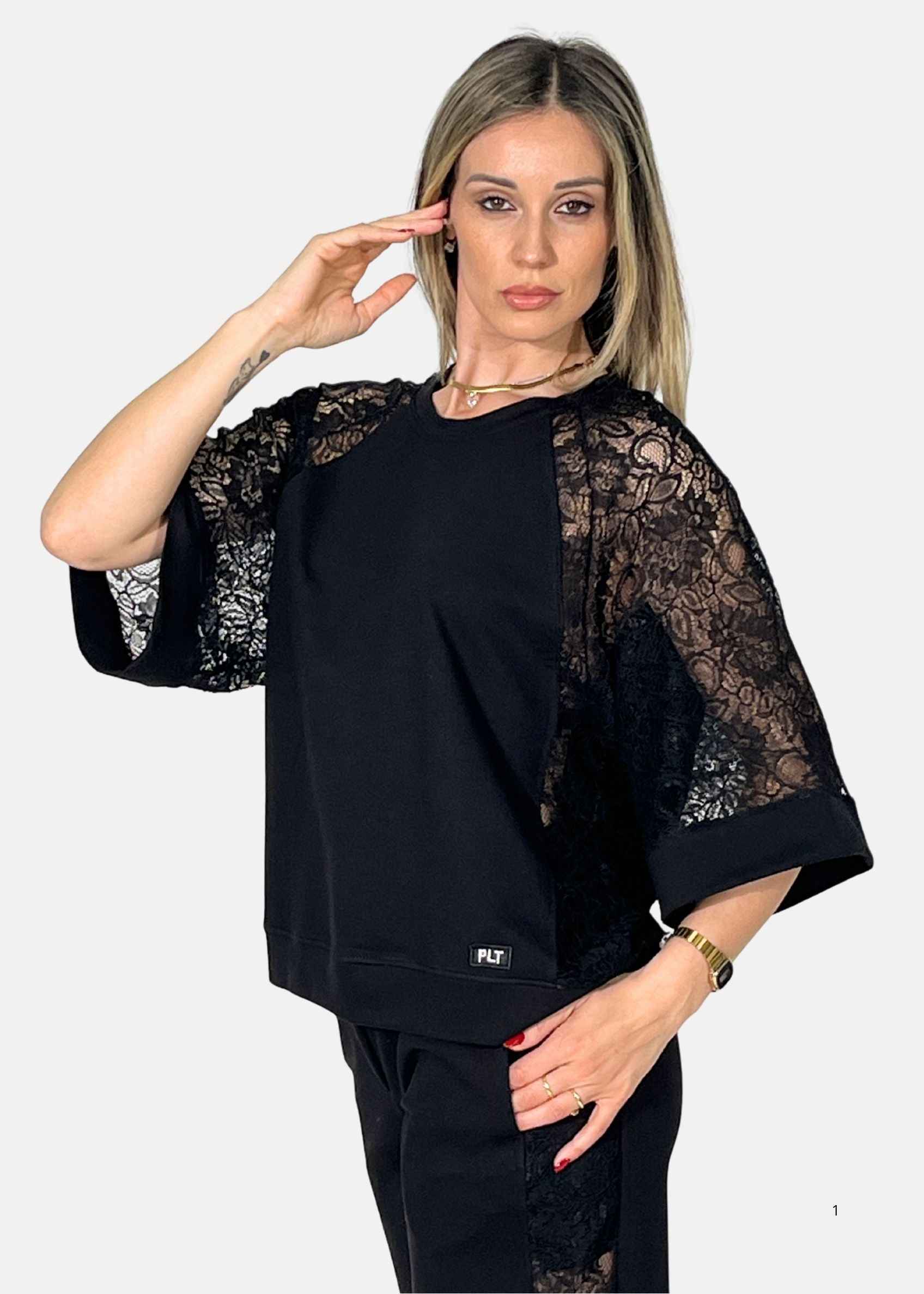 Maglia con inserti in pizzo