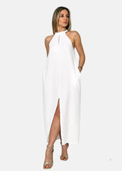 Abito Halter in lino e viscosa