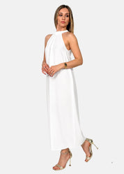 Abito Halter in lino e viscosa