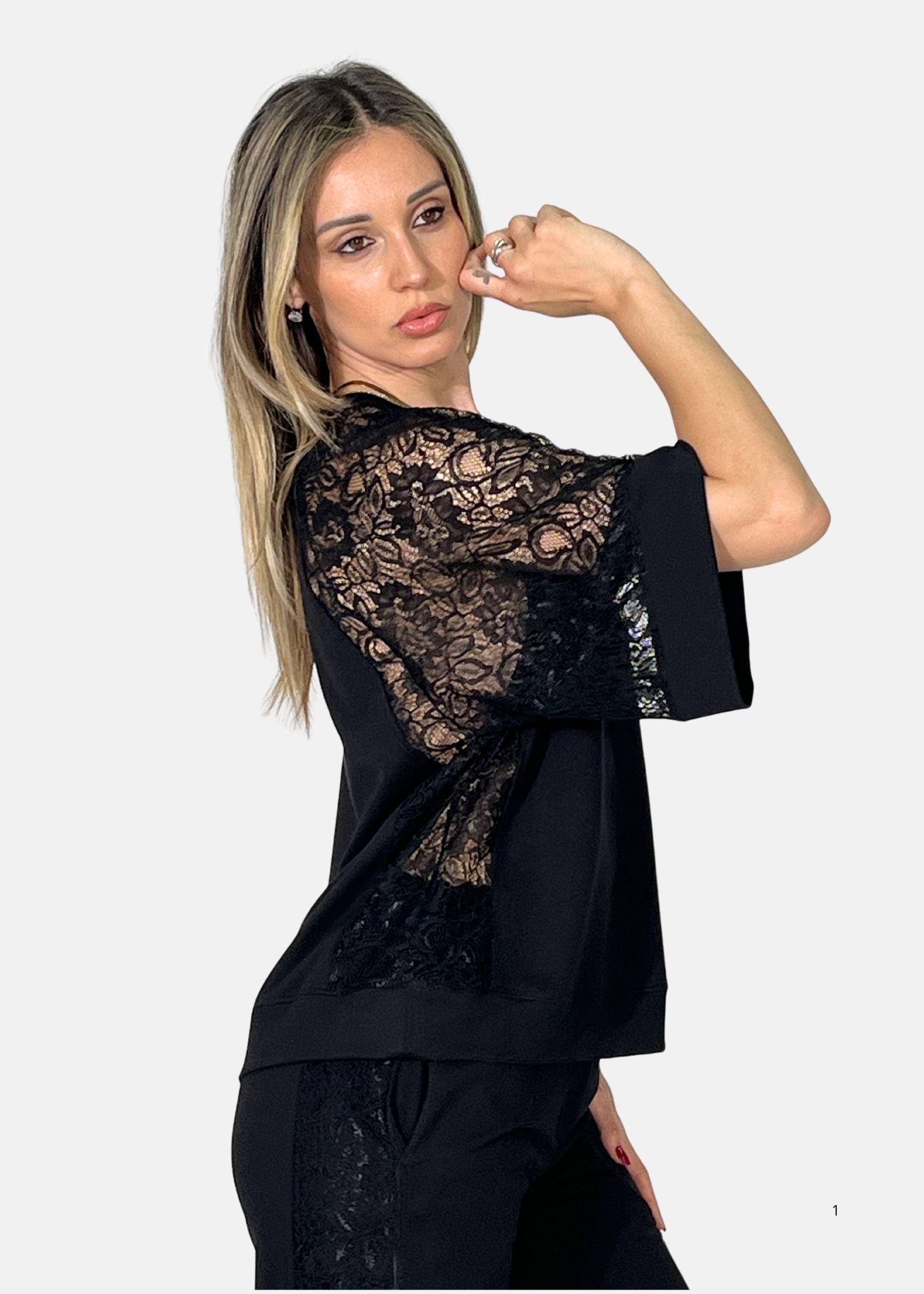 Maglia con inserti in pizzo