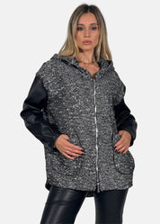 Giacca Over in Tweed con Maniche in Ecopelle - Paola Tienforti - Sito Ufficiale