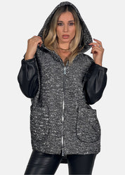 Giacca Over in Tweed con Maniche in Ecopelle - Paola Tienforti - Sito Ufficiale