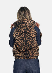 Bomber donna in jeans e felpa maculata