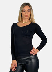 T-Shirt Donna con taschino strass - Paola Tienforti - Sito Ufficiale