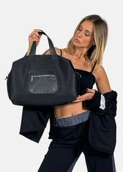 Bauletto Zip in tessuto tecnico traforato e pelle