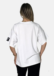 T-shirt oversize con taschino in pizzo