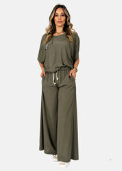 Pantalone Palazzo in Popeline di Viscosa