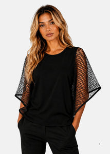 Maglia con Maniche Volant in Rete