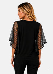 Maglia con Maniche Volant in Rete