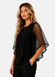 Maglia con Maniche Volant in Rete