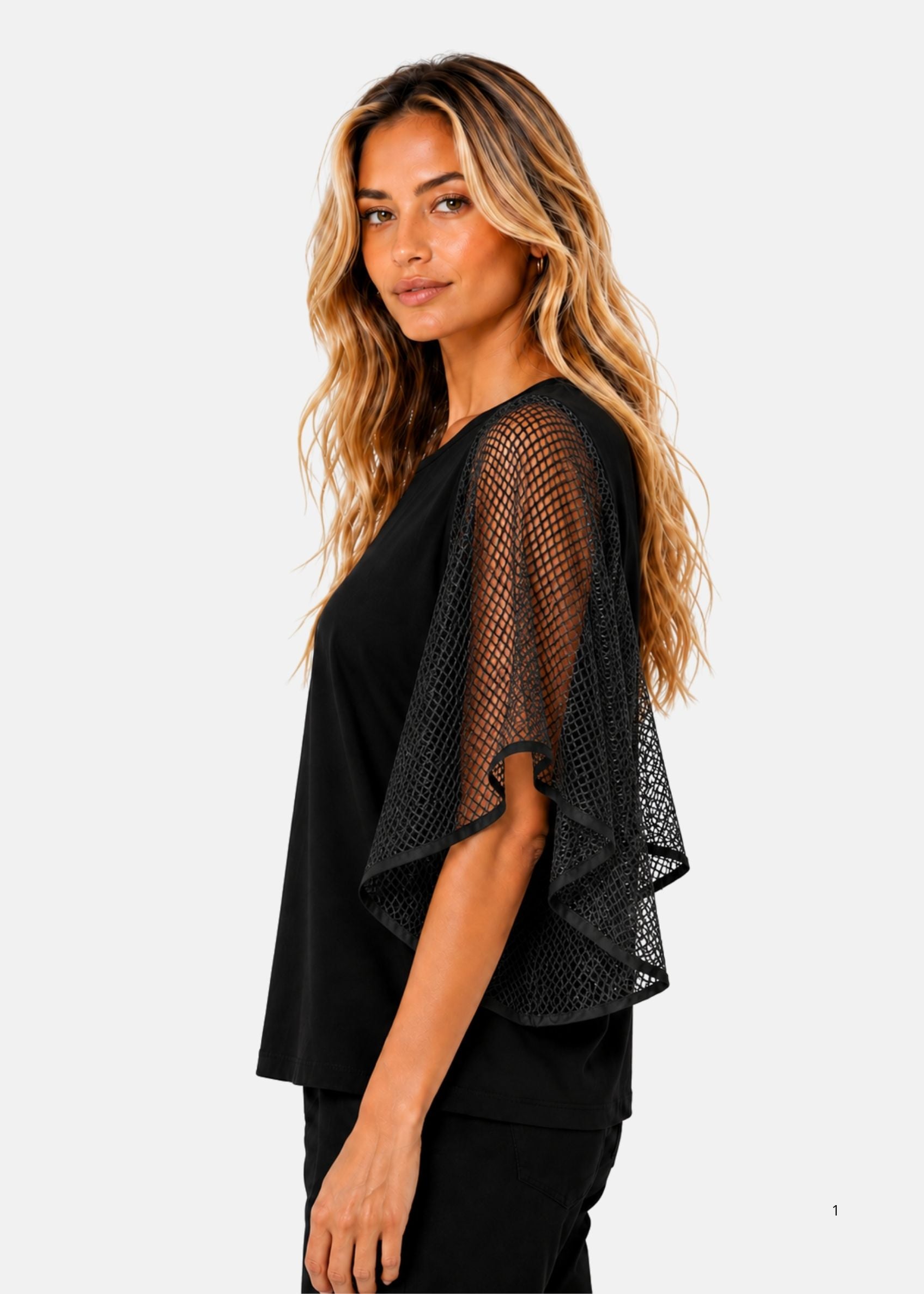 Maglia con Maniche Volant in Rete