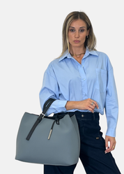 Shopper large in neoprene e pelle