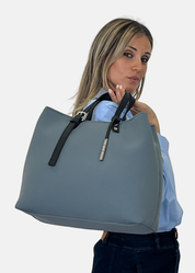 Shopper large in neoprene e pelle