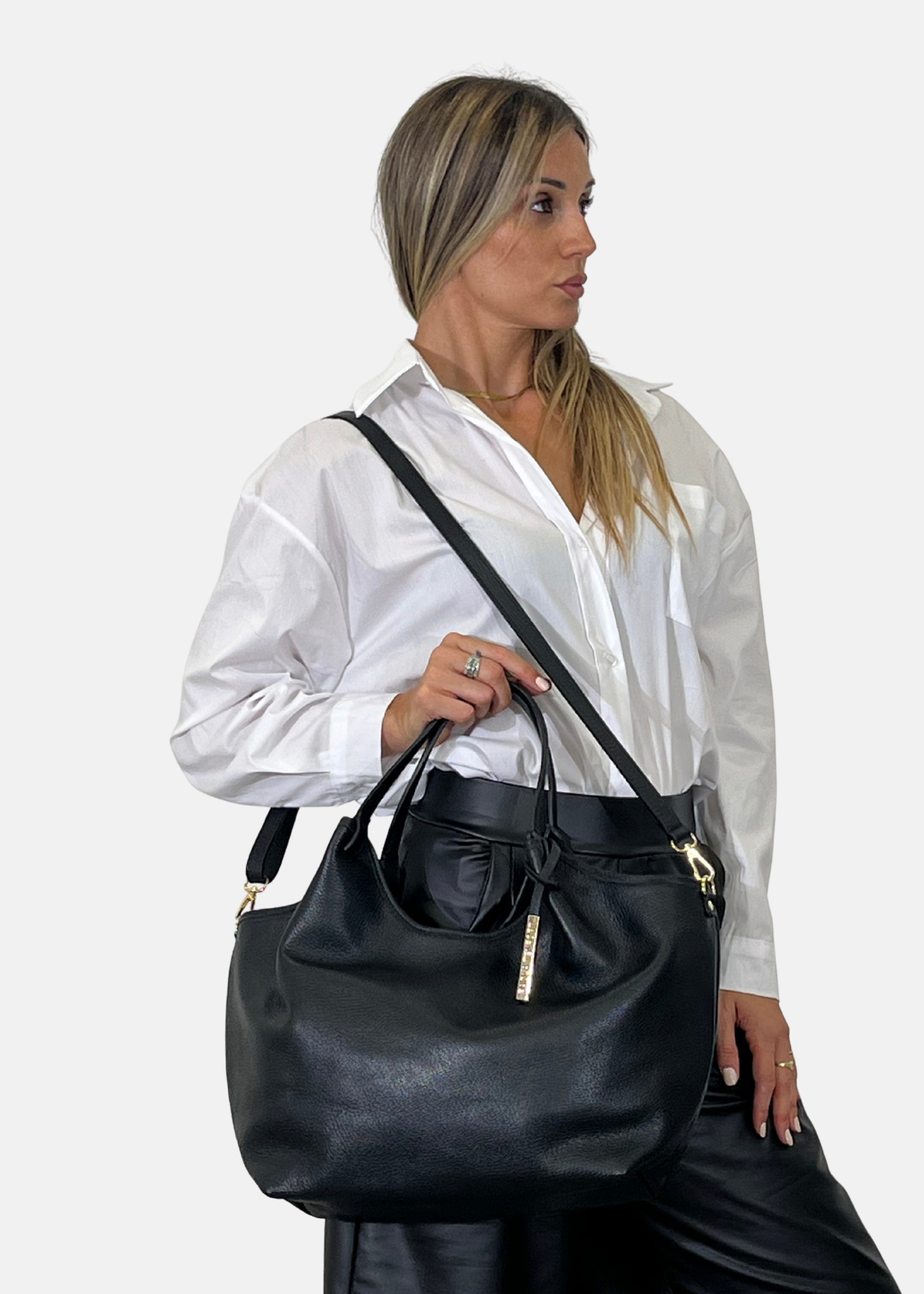 Shopper in vera pelle