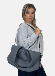 Sacca hobo in tessuto tecnico traforato con dettagli argento