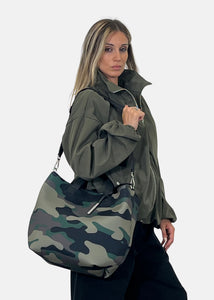 Borsa a mano donna in neoprene con pendente argento