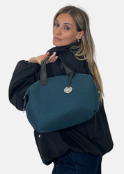 Bauletto medium traforato e pelle con dettagli argento