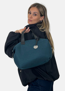Bauletto medium traforato e pelle con dettagli argento