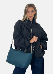 Bauletto medium traforato e pelle con dettagli argento