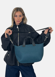 Bauletto medium traforato e pelle con dettagli argento