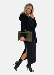 Borsa medium a tracolla  in pelle scamosciata