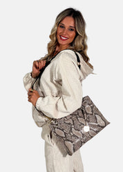 Borsa medium a tracolla  in pelle rettile