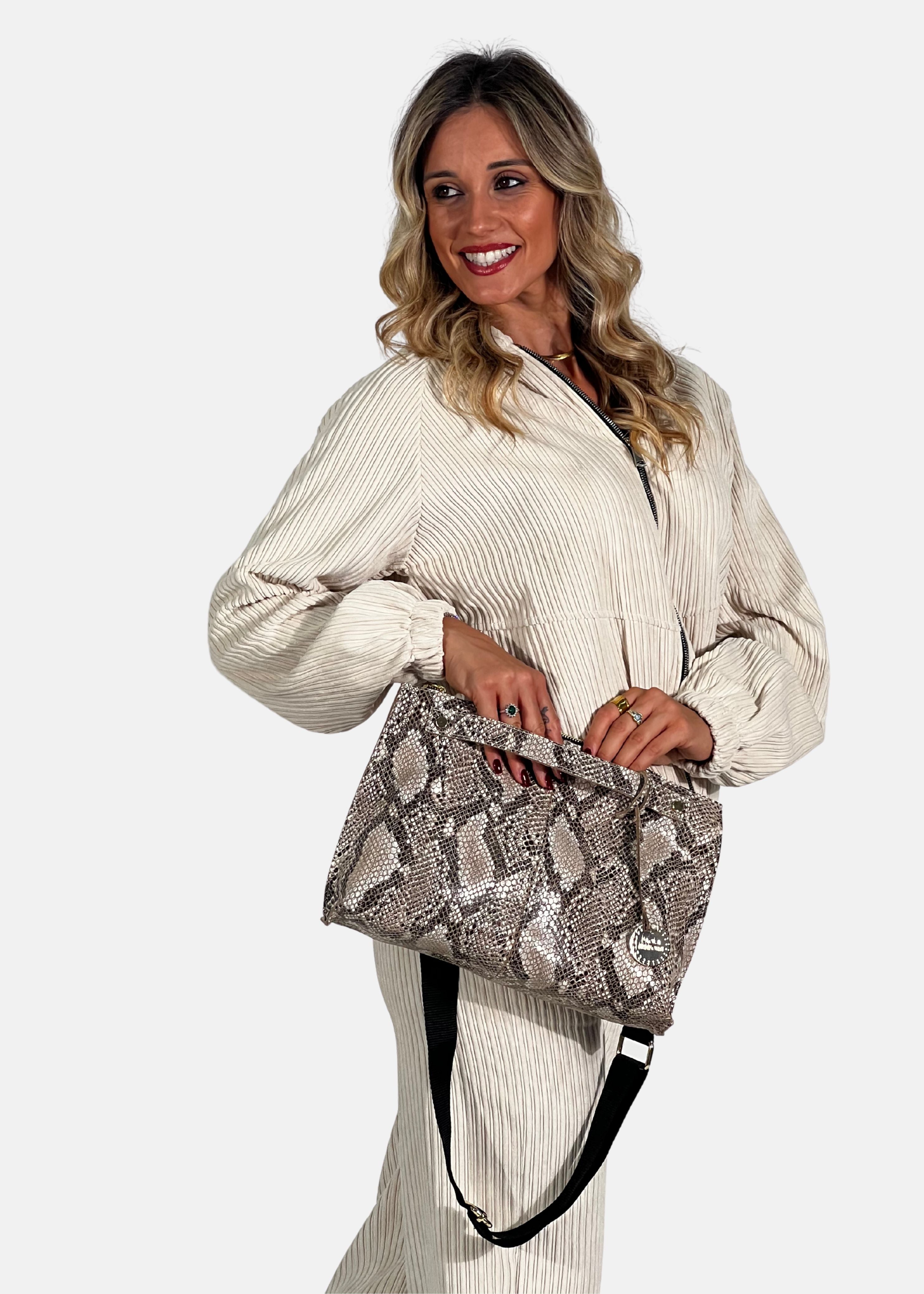 Borsa medium a tracolla  in pelle rettile