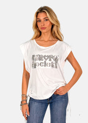 T-Shirt in cotone stretch con laccetti