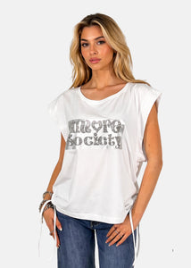 T-Shirt in cotone stretch con laccetti