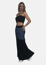 Gonna lunga in felpa e jeans