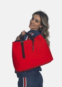 Shopper large in neoprene con dettagli argento
