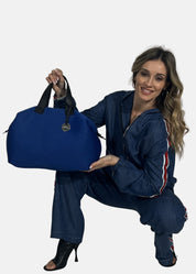 Bauletto large tessuto tecnico traforato e pelle con dettagli argento