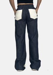 Pantapalazzo bicolor in felpa e jeans