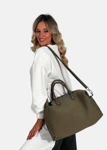 Bauletto large in neoprene con dettagli argento