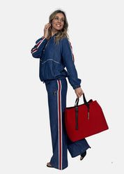 Shopper large in neoprene con dettagli argento