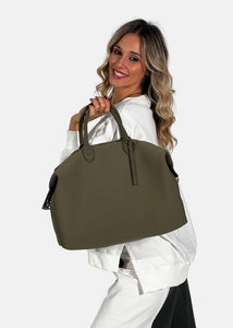 Bauletto large in neoprene con dettagli argento