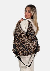 Sacca hobo in tessuto tecnico nylon maculato