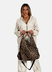 Sacca hobo in tessuto tecnico nylon maculato