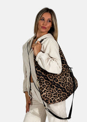 Sacca hobo in tessuto tecnico nylon maculato