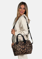Bauletto medium in neoprene maculato con dettagli oro