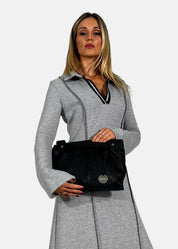 Borsa medium a tracolla  in pelle morbida con dettagli argento - Paola Tienforti - Sito Ufficiale