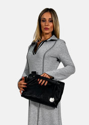 Borsa medium a tracolla  in pelle morbida con dettagli argento - Paola Tienforti - Sito Ufficiale
