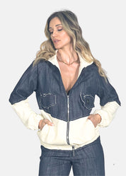 Bomber donna in jeans e felpa